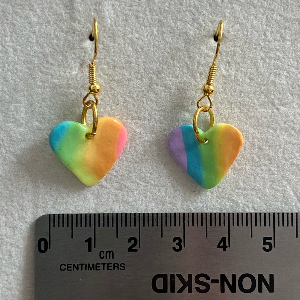 Handmade Rainbow Heart Earrings